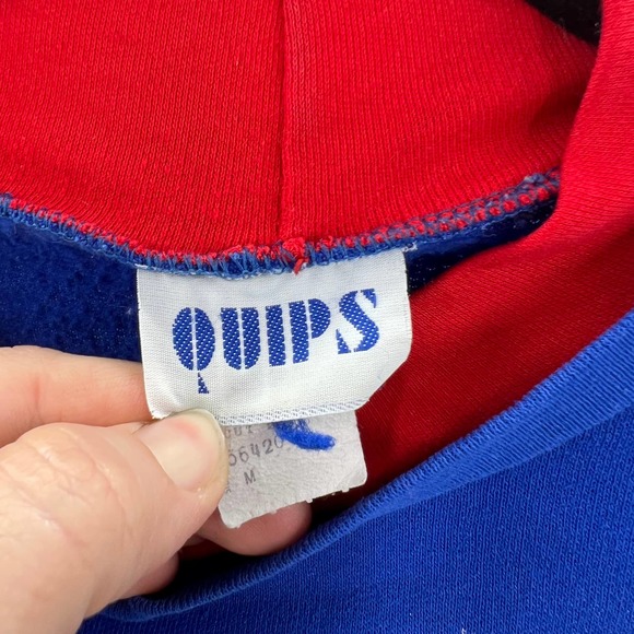 Quips Vintage Sweat Shirt Single Stitch Floral Puff Paint Pattern Blue Medium - Picture 3 of 7